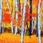 ACEO Print of Original Vermont FALL Birch Trees Painting, Renee Rutana