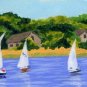 ACEO PRINT of Original Cape Cod, Sail Boat Painting, Beach Art, Renee Rutana