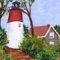 ACEO PRINT of Original Cape Cod, Lighthouse Painting, Renee Rutana