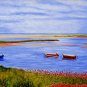 CAPE COD Seascape Boats on Beach Matted Print Renee Rutana