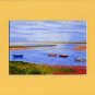 CAPE COD Seascape Boats on Beach Matted Print Renee Rutana