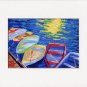 CAPE COD Rowboats, Matted Print, Skiff Seascape Dinghy, Renee Rutana