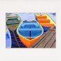 CAPE COD Orange Rowboats Matted Print, Skiffs, Seascape, Renee Rutana