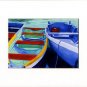 CAPE COD Rowboats Blues Greens Matted Print Dinghy, Renee Rutana