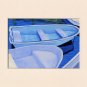 CAPE COD Blue Rowboats Matted Print, Skiffs, Seascape, Renee Rutana