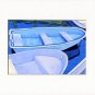 CAPE COD Blue Rowboats Matted Print, Skiffs, Seascape, Renee Rutana
