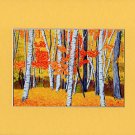 VERMONT Birch Landscape Autumn Leaves FALL Matted Print, Renee Rutana