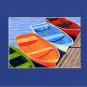 CAPE COD Orange Rowboats Matted Print, Skiffs, Seascape, Renee Rutana