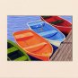 CAPE COD Orange Rowboats Matted Print, Skiffs, Seascape, Renee Rutana