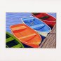 CAPE COD Orange Rowboats Matted Print, Skiffs, Seascape, Renee Rutana