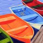 CAPE COD Orange Rowboats Matted Print, Skiffs, Seascape, Renee Rutana
