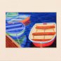 CAPE COD Bright Colored Rowboats Matted Print, Skiffs, Seascape, Renee Rutana
