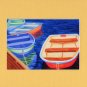 CAPE COD Bright Colored Rowboats Matted Print, Skiffs, Seascape, Renee Rutana