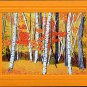 VERMONT BIRCH TREES Autumn, Yellows, Reds and Orange Seasonal Blank Greeting Card, Renee Rutana