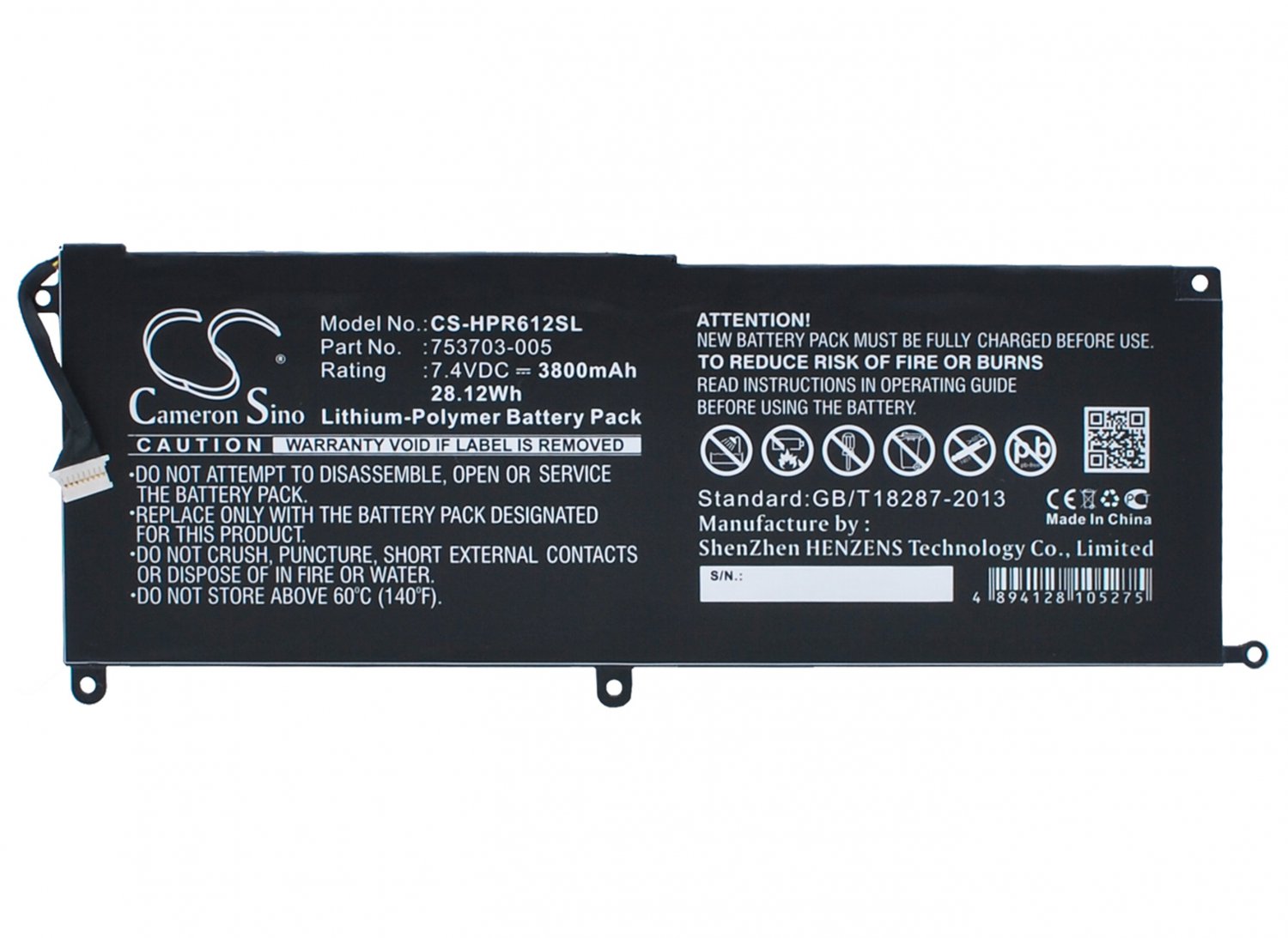 HPR612SL  Battery CS for HP serie Pro, Pro Tablet 3800 mAh