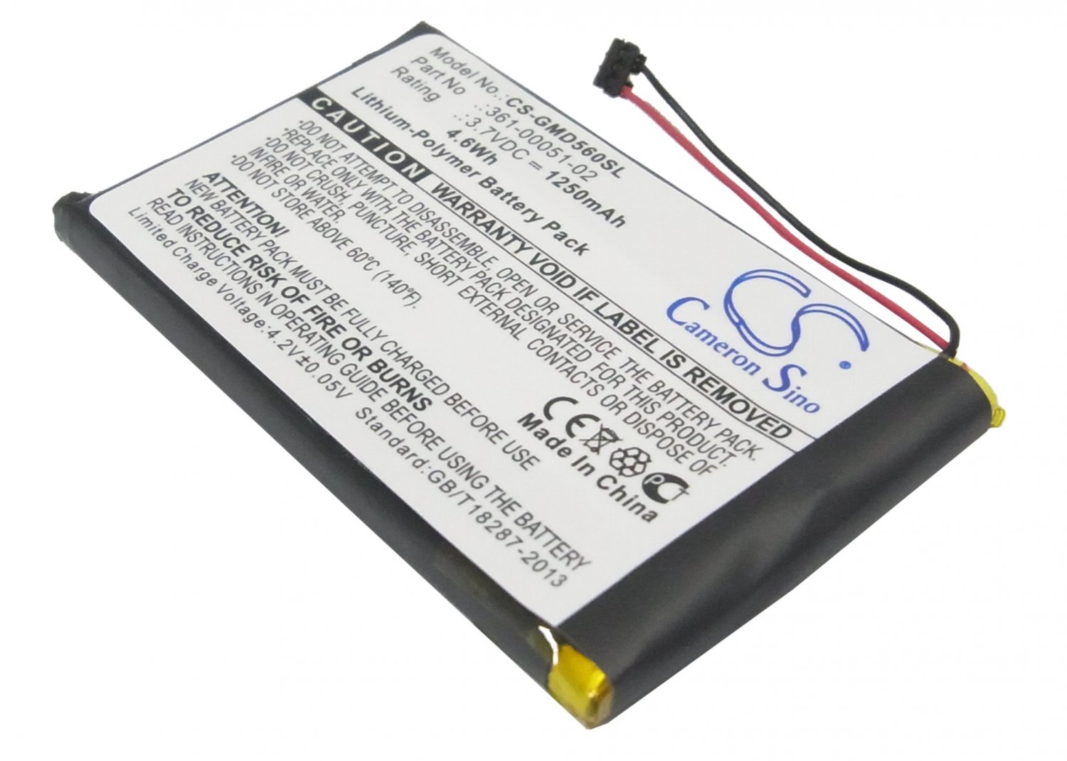 GMD560SL Battery CS for GARMIN serie Dezl 56xx, 65xx, SAT, 1250 mAh