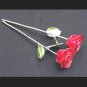 Anniversary Platinum/Red Roses (2) 11" with Vase