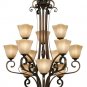 Meridian 3 Tier Chandelier In Golden Bronze