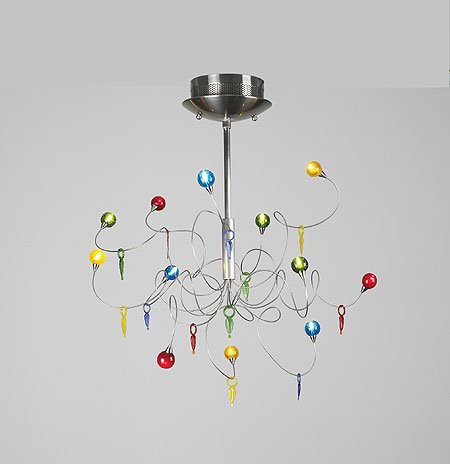 PLC Lighting Nautilus Twelve Light Pendant in Satin Nickel
