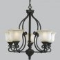 5-Light Guildhall Chandelier, Forged Black