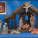 10-Pc Nativity Set with Wood Stable
