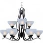 Maxim Contour 3+6 Lt Satin Nickel Chandelier