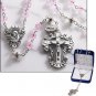 Pink Diamond-Cut Crystal Rosary