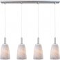 Carte Satin Nickel Four-Light LED Mini Pendant with Grey Ripple Glass