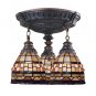 Mix-N-Match 3-Light Semi-Flush In Aged Walnut