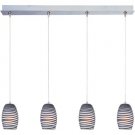 ET2 Minx Four Light RapidJack Linear Pendant with Chocolate Swirl Shade in Satin Nickel