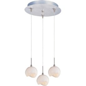 ET2 Minx Three Light RapidJack Pendant with Opal White Shade in Satin Nickel