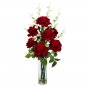 Roses w/Cherry Blossoms Silk Flower Arrangement
