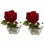 Rose w/Square Vase Silk Flower Arrangement (Set of 2)