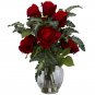 Rose w/Fern Silk Flower Arrangement