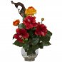 Hibiscus & Ranunculus Silk Flower Arrangement