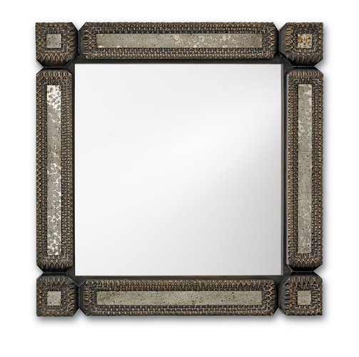 Tramp Art - Square Mirror by Currey and Company