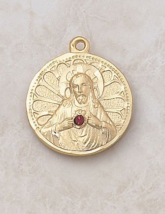 Gold Scapular Medal with Ruby