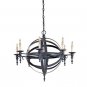 8 Light Armillary Sphere Chandelier, Blacksmith