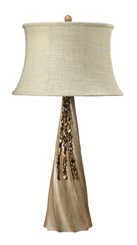 Bleached Wood-Look Table Lamp with Shells