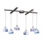 Elk Lighting Mela Satin Nickel Six-Light Mini Pendant with Mountain Glass