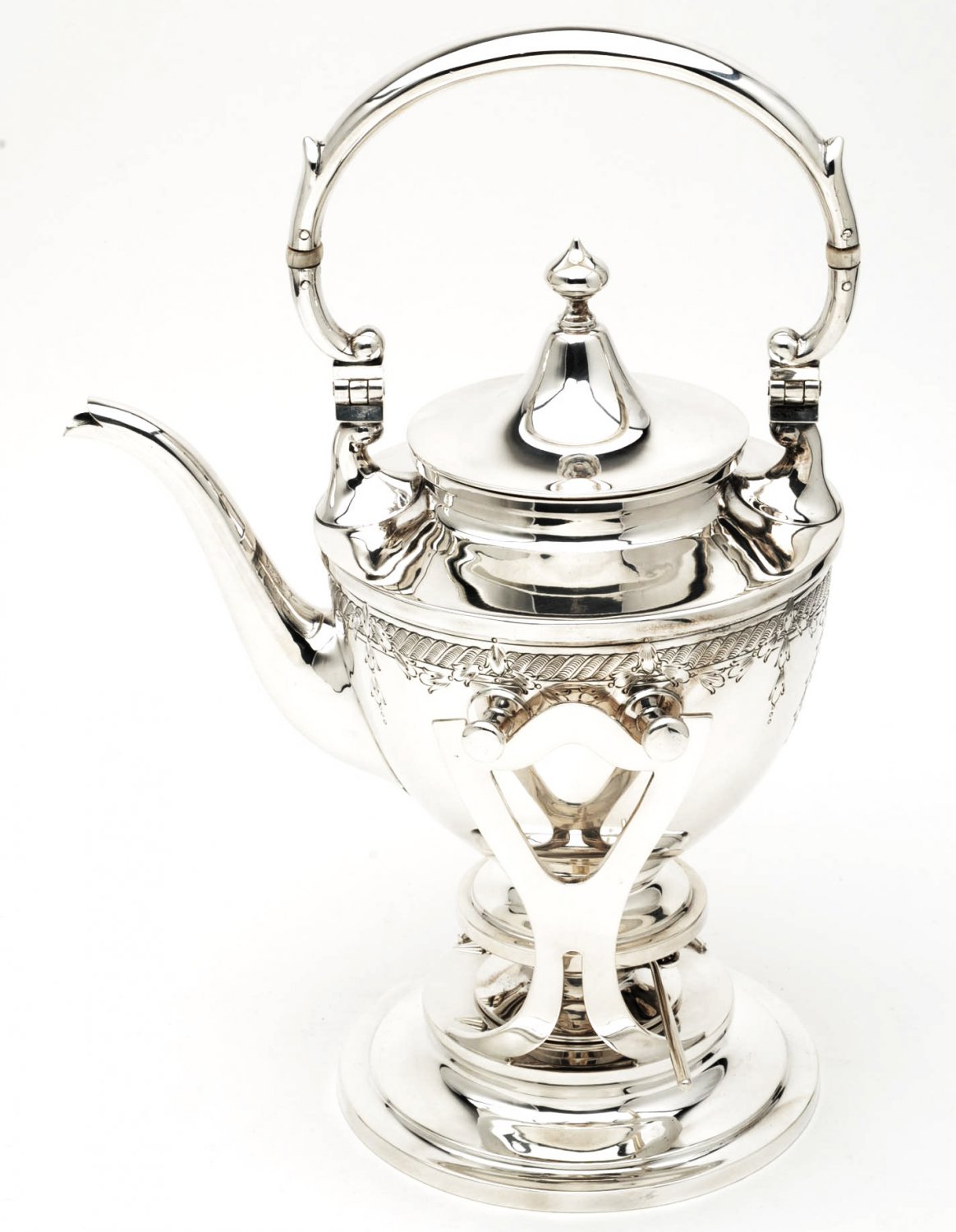 Silver Kettle on Stand.