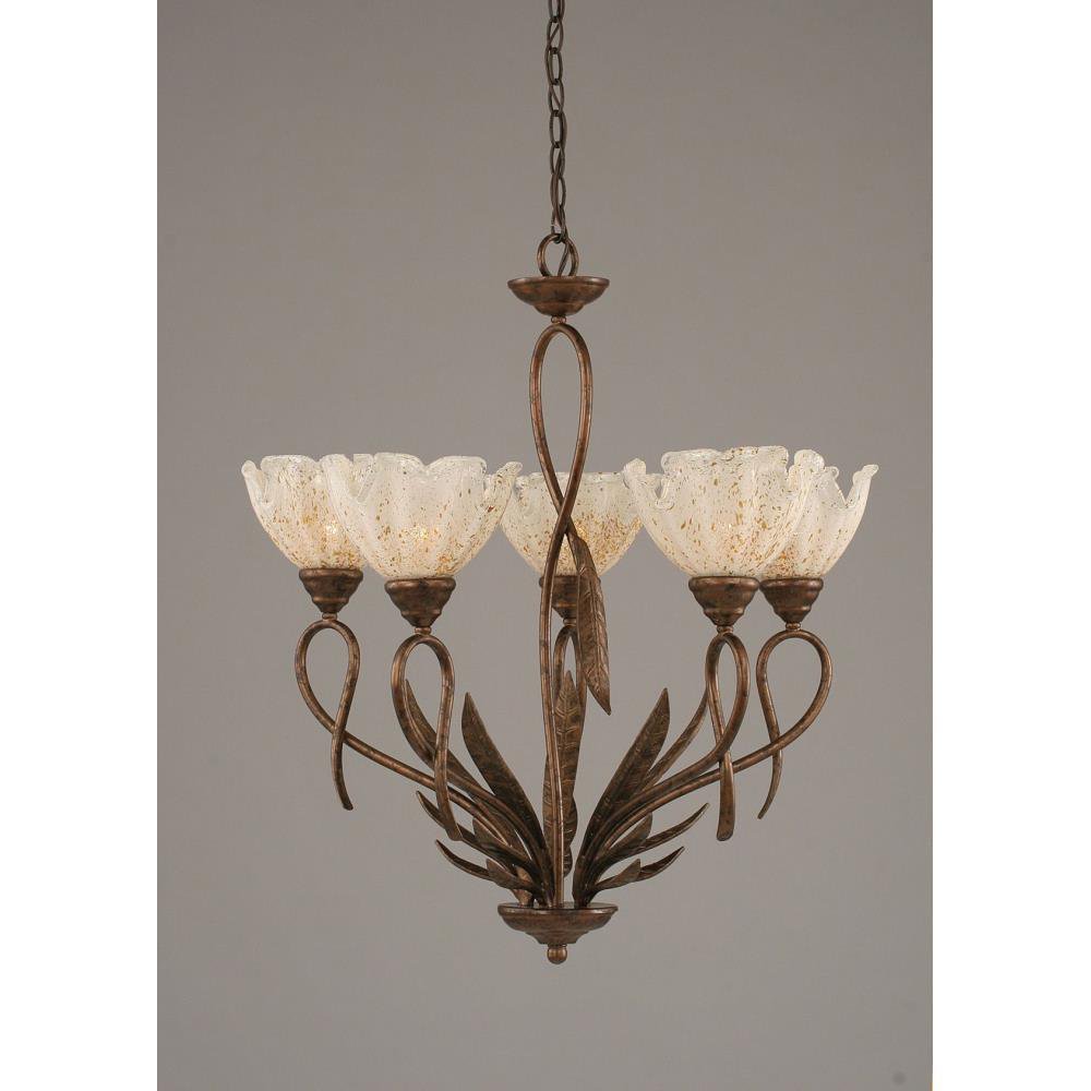 Toltec Lighting - 215-BRZ-755 - Leaf - Five Light Chandelier