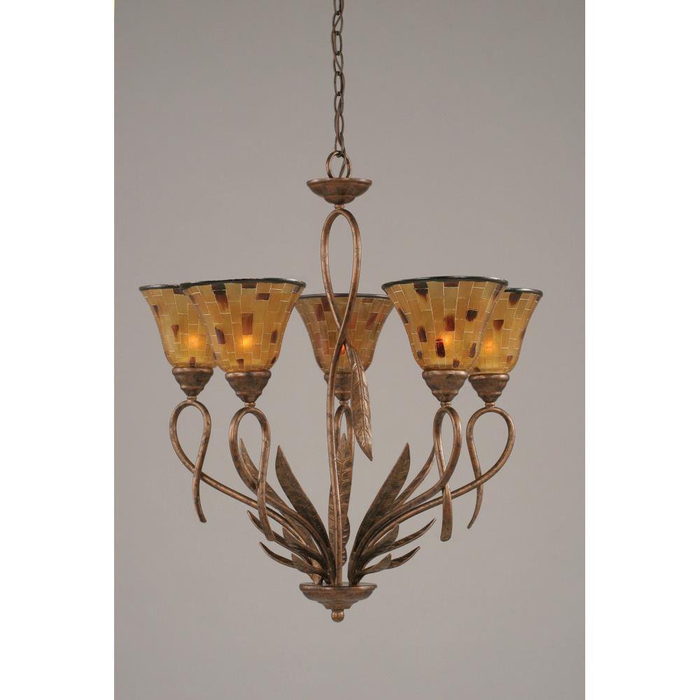 Toltec Lighting - 215-BRZ-705 - Leaf - Five Light Chandelier