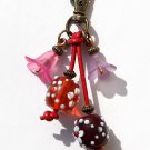 Bronze bag charm with flowers and glass lampwork - "Blooming"