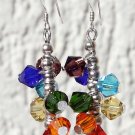 925 silver earrings with 7 crystal beads in the colors of the seven chakras:"Energies of life"-Mod2