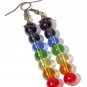 Bronze earrings with 7 glass beads in the colors of the seven chakras: "Energies of life"