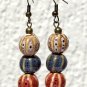 Bronze earrings with multicolored ceramic beads: "C&Atilde;&copy;ramixs"