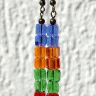 Bronze earrings with small multicolored glass cubes: "Cubitek"