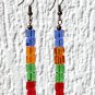 Bronze earrings with small multicolored glass cubes: "Cubitek"