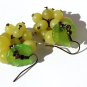 Small bunch of grape earrings in bronze with agate beads and lucite leaves: "Grapettes"